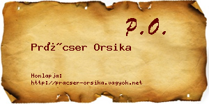 Prácser Orsika névjegykártya