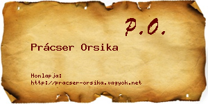 Prácser Orsika névjegykártya
